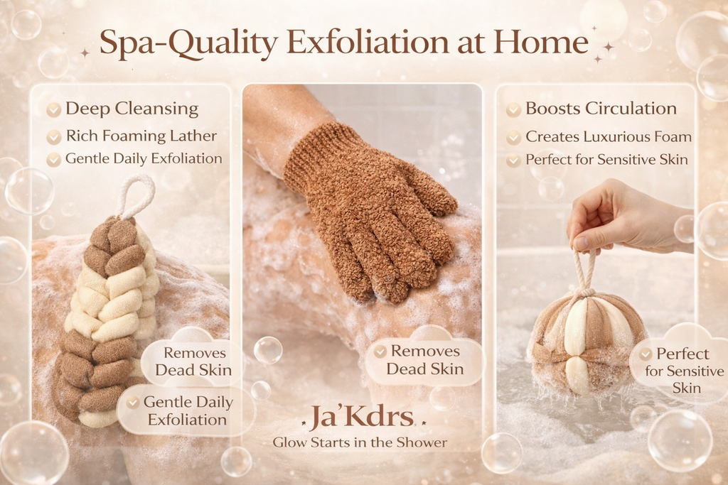 Body Exfoliation Set – Loofas & Gloves (Brown & White)