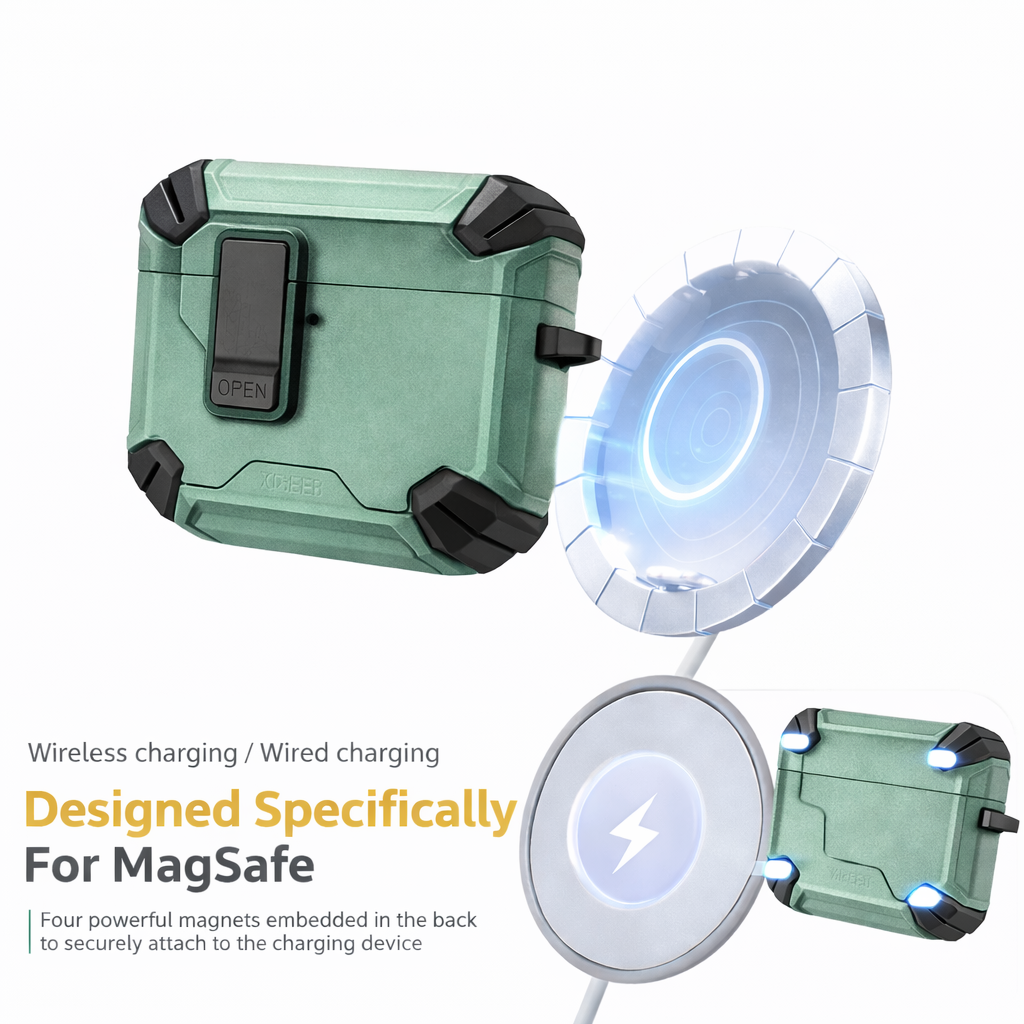 Locking AirPods Case - Apple Green and Black