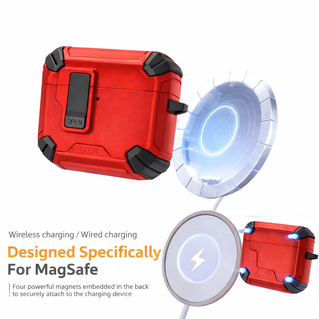 Locking AirPods Case - Red and Black