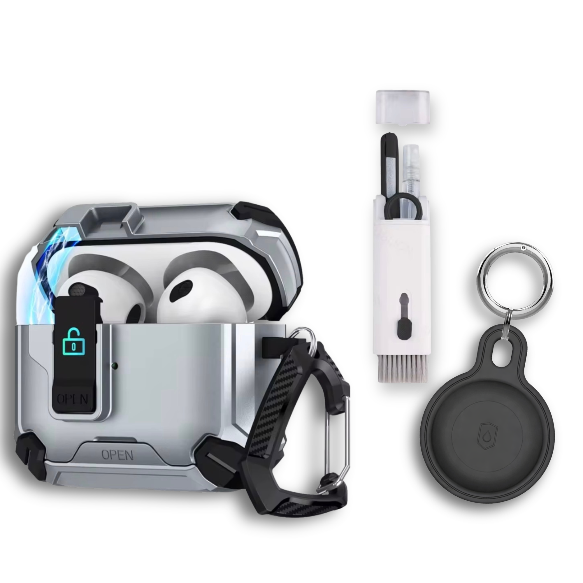 Locking AirPods Case Bundle - Grey and Black