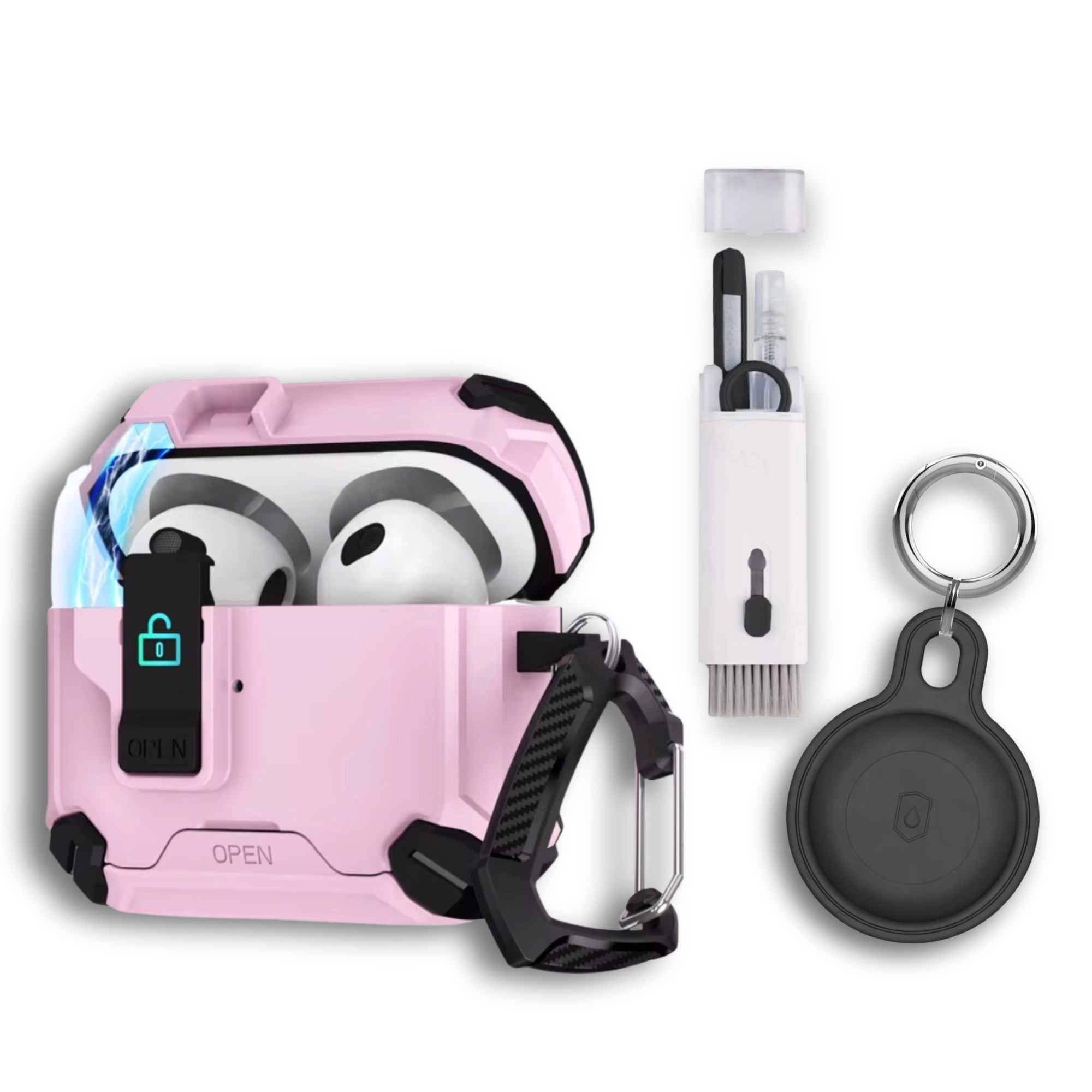 Locking AirPods Case Bundle - Pink and Black