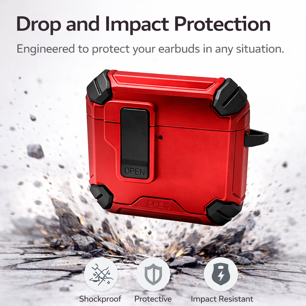 Locking AirPods Case - Red and Black