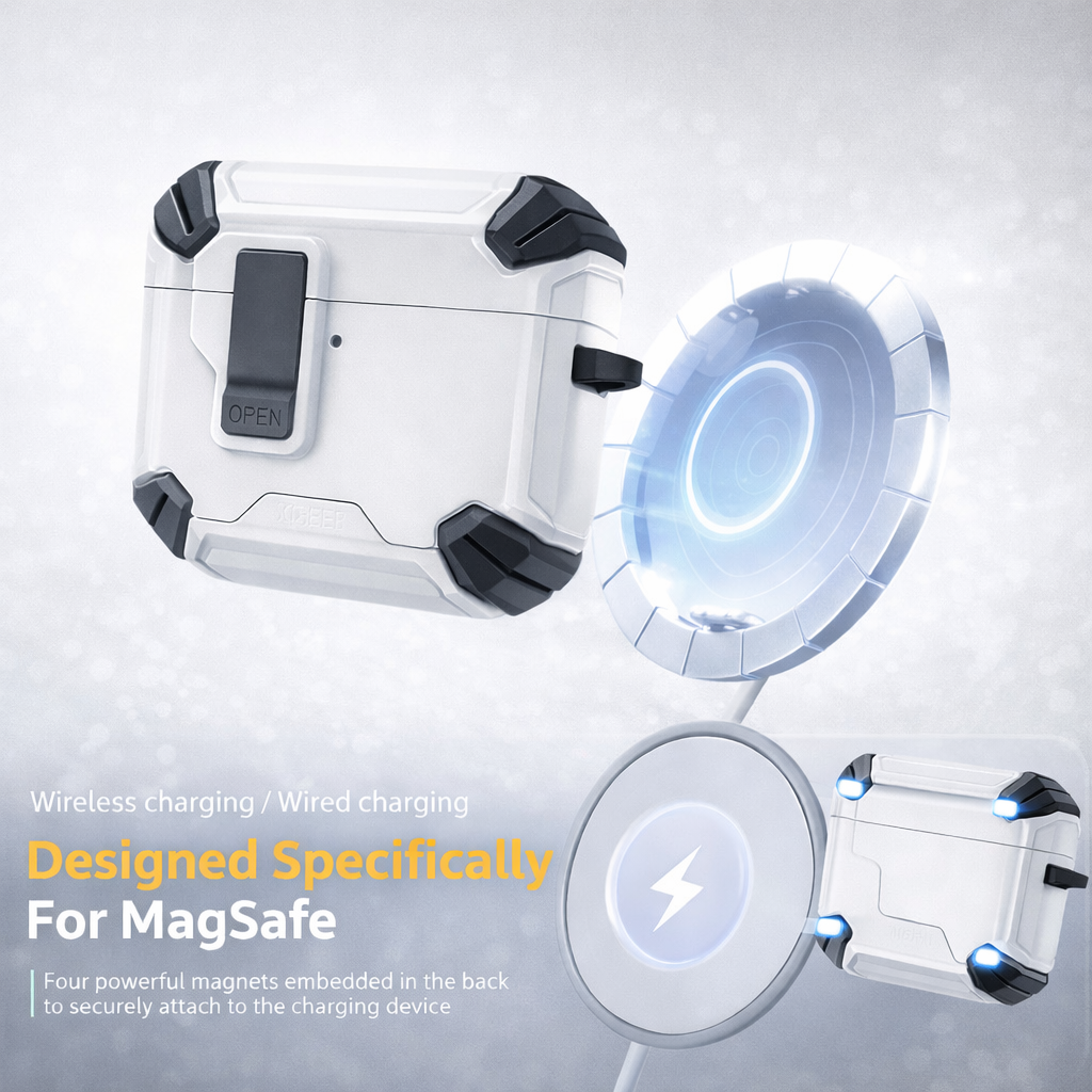 Locking AirPods Case - White and Black