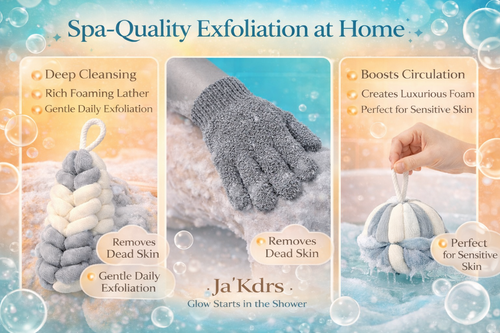 Body Exfoliation Set – Loofas & Gloves (Grey & White)