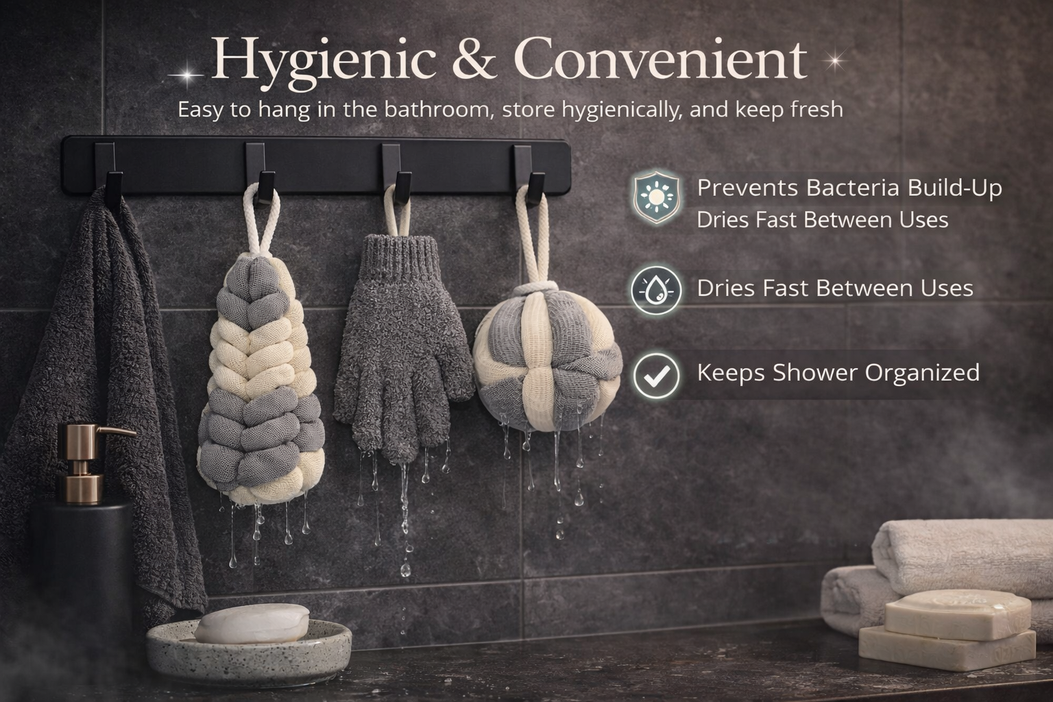Body Exfoliation Set – Loofas & Gloves (Grey & White)