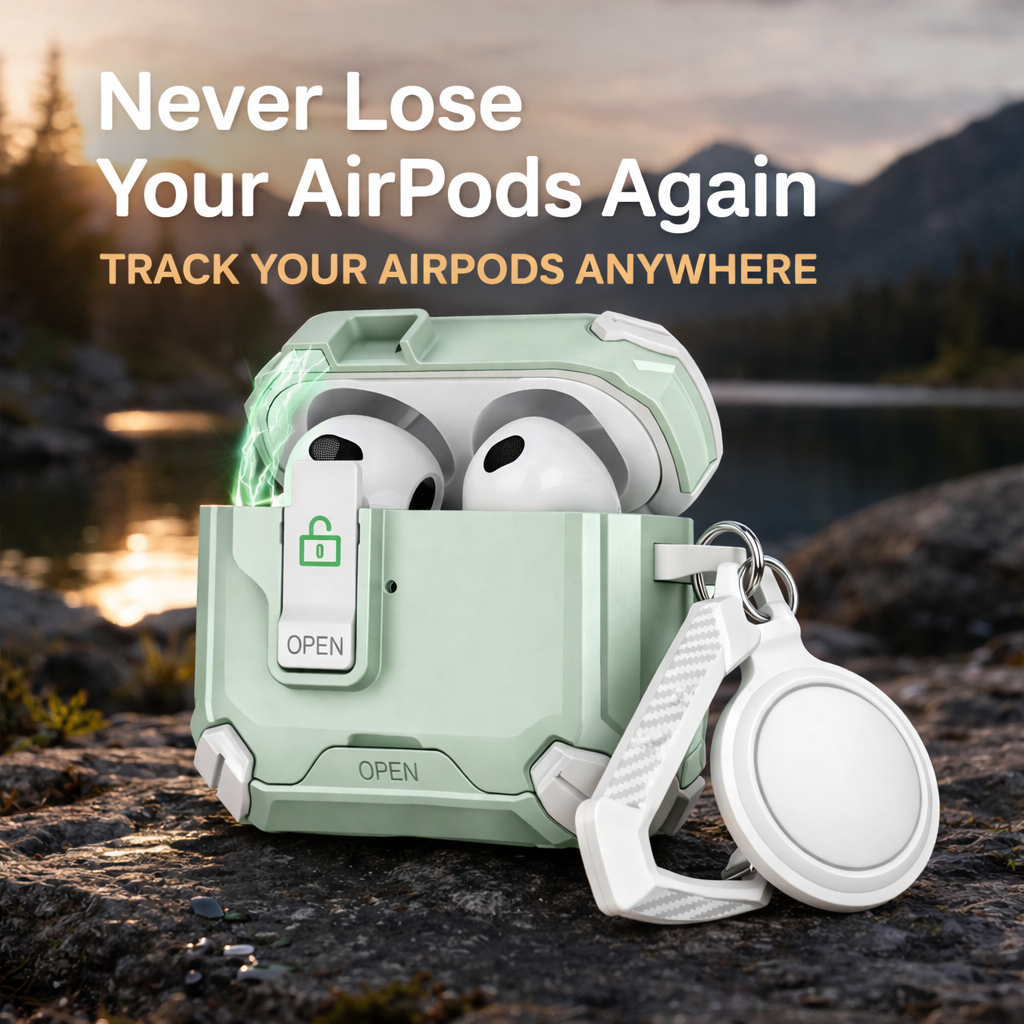 Locking AirPods Case Bundle - White Mint Green