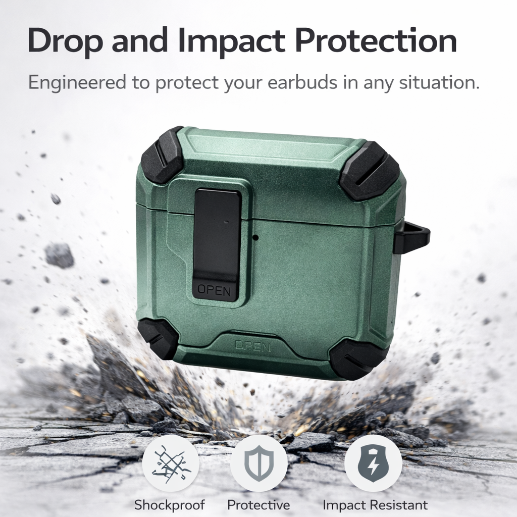Locking AirPods Case - Apple Green and Black