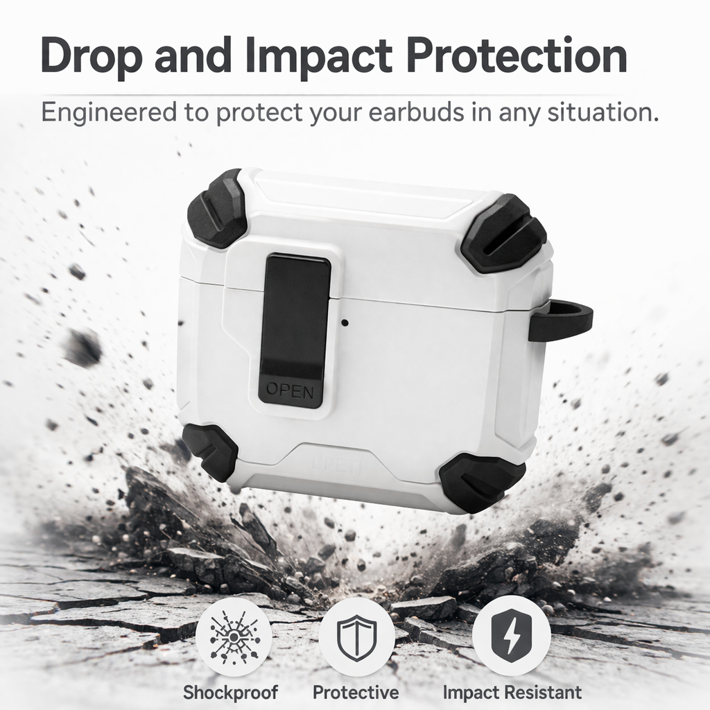 Locking AirPods Case - White and Black