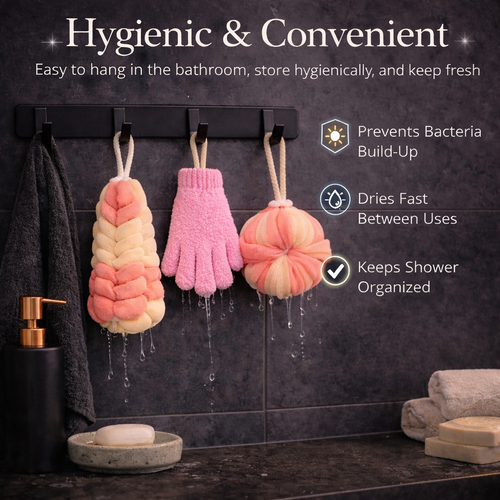 Body Exfoliation Set – Loofas & Gloves (Pink & White)