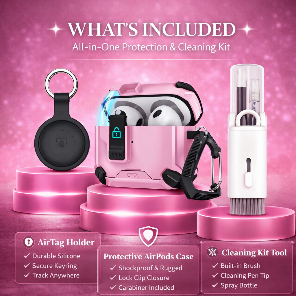Locking AirPods Case Bundle - Pink and Black