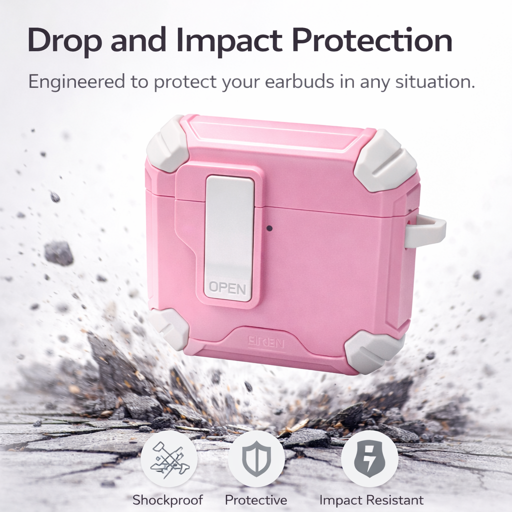 Locking AirPods Case - Pink and White