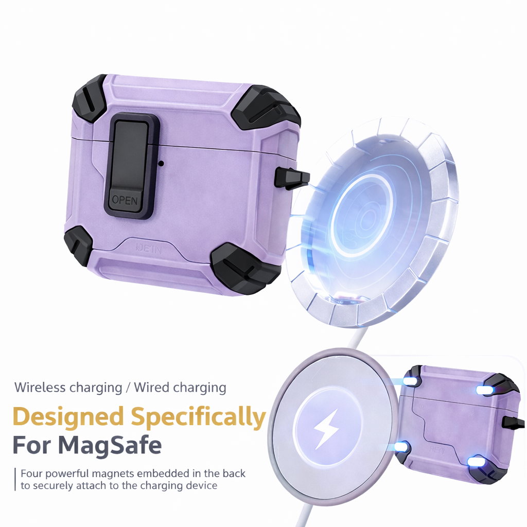 Locking AirPods Case - Purple and Black