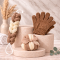 Body Exfoliation Set – Loofas & Gloves (Brown & White)