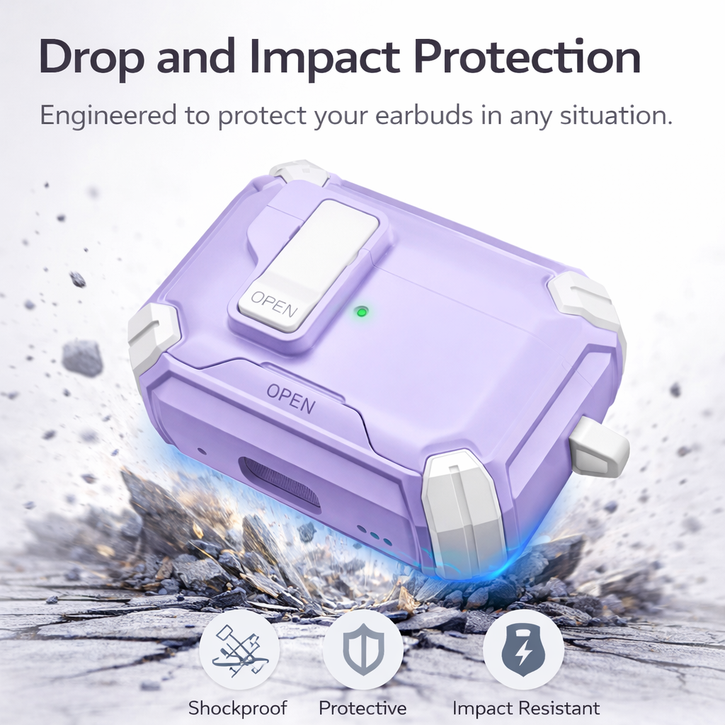 Locking AirPods Case Bundle - Purple and White