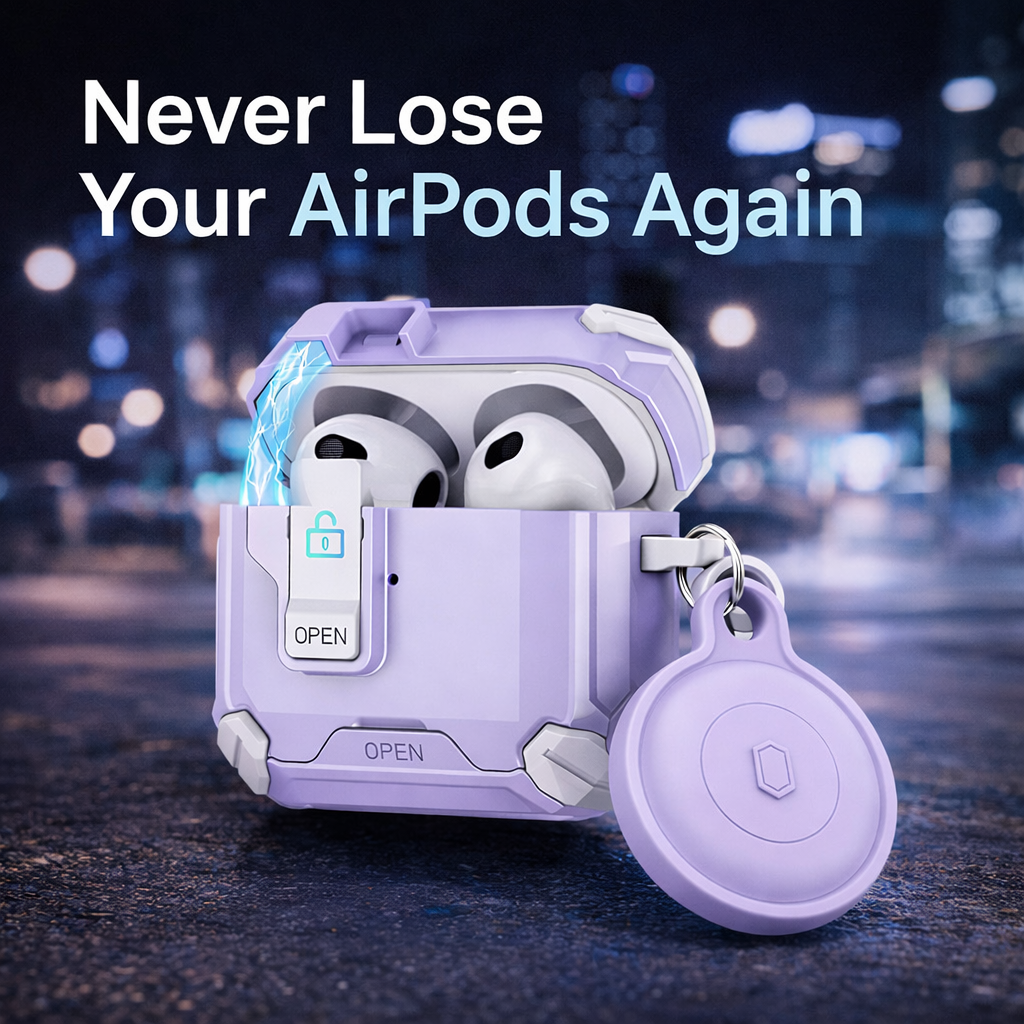 Locking AirPods Case Bundle - Purple and White