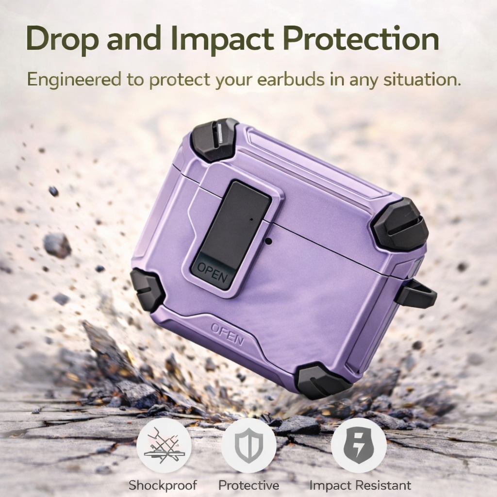 Locking AirPods Case - Purple and Black