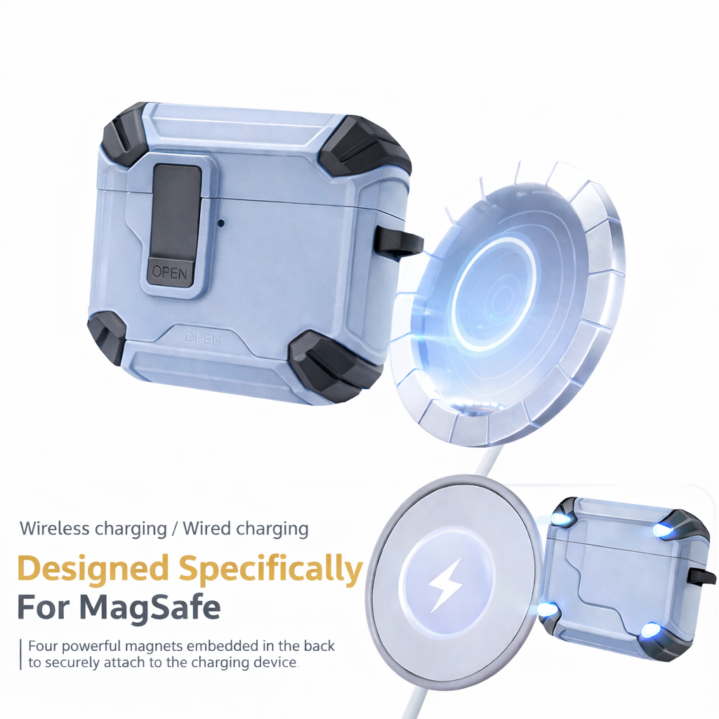 Locking AirPods Case - Light Blue and Black