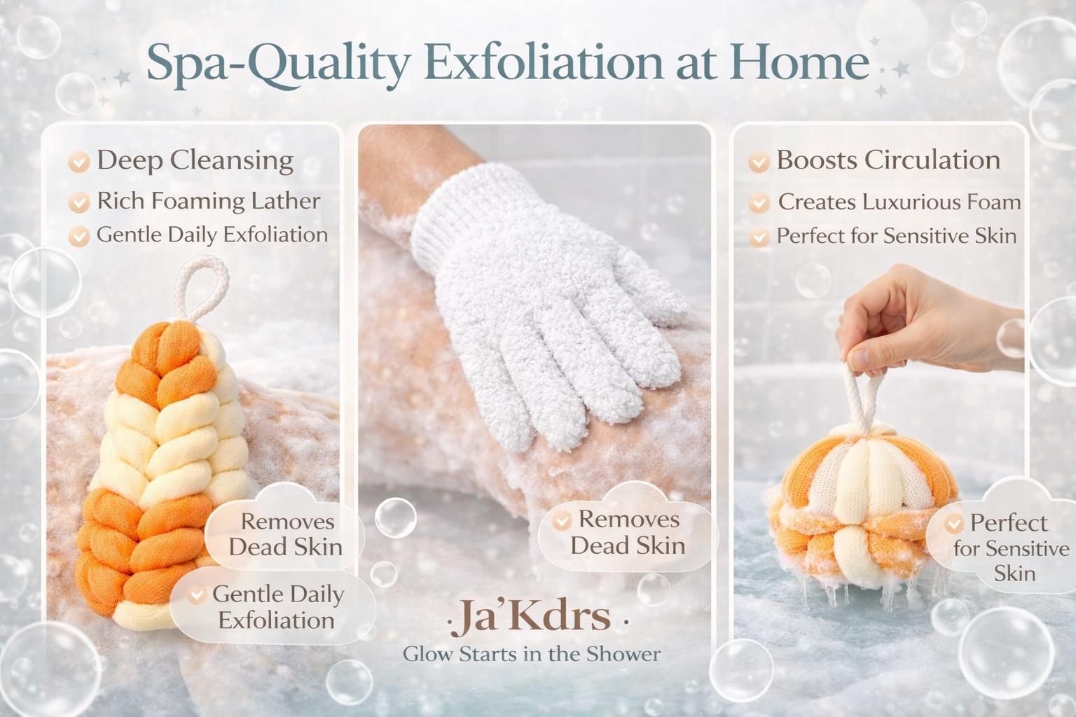Body Exfoliation Set – Loofas & Gloves (Orange & White)