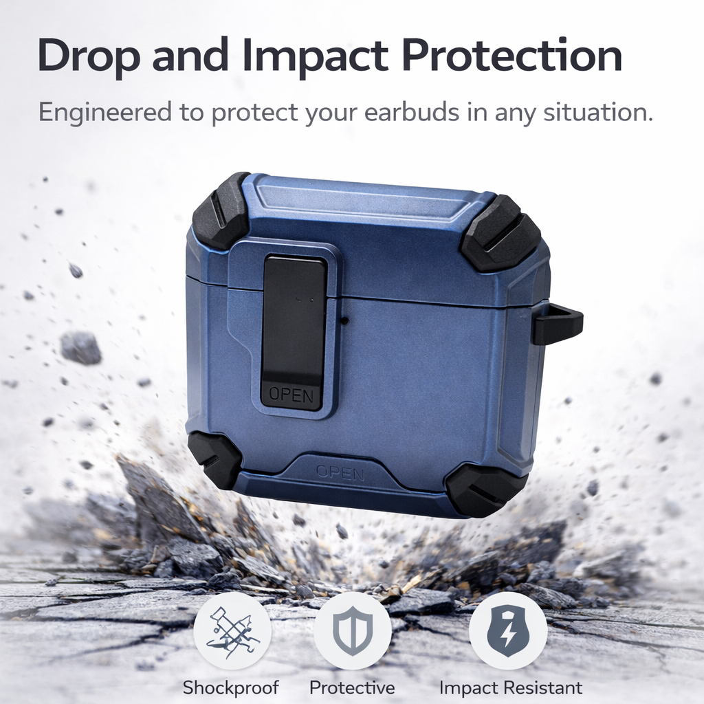 Locking AirPods Case - Dark Blue and Black