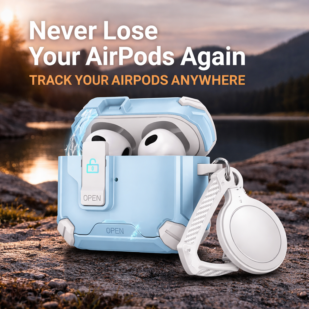 Locking AirPods Case Bundle - Light Blue and White