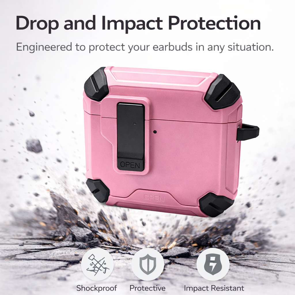 Locking AirPods Case - Pink and Black