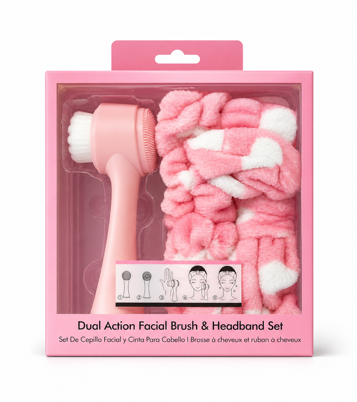 Facial Cleansing Brush with Headband and Wristband Set