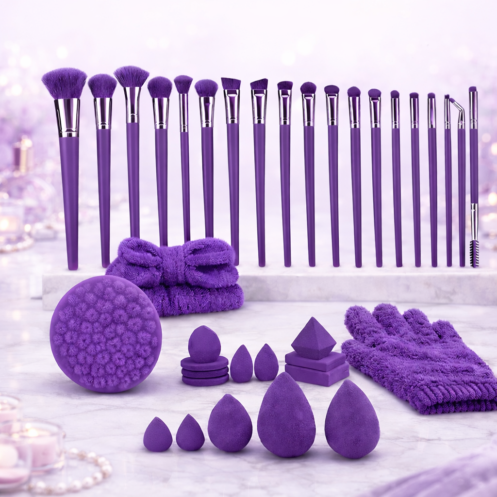 Ultimate Makeup Brush Collection (34-Piece) - Purple