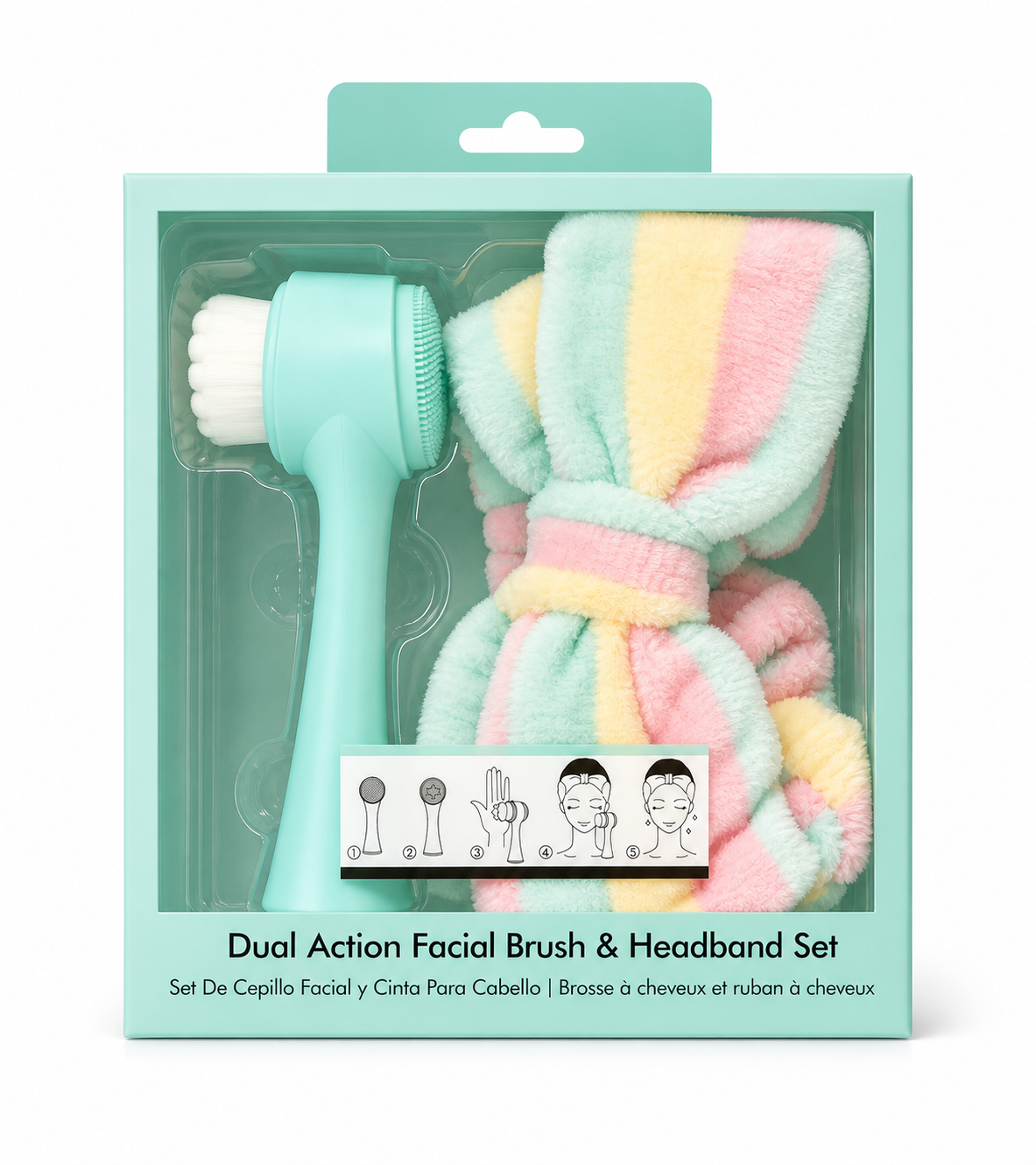 Facial Cleansing Brush with Headband and Wristband Set