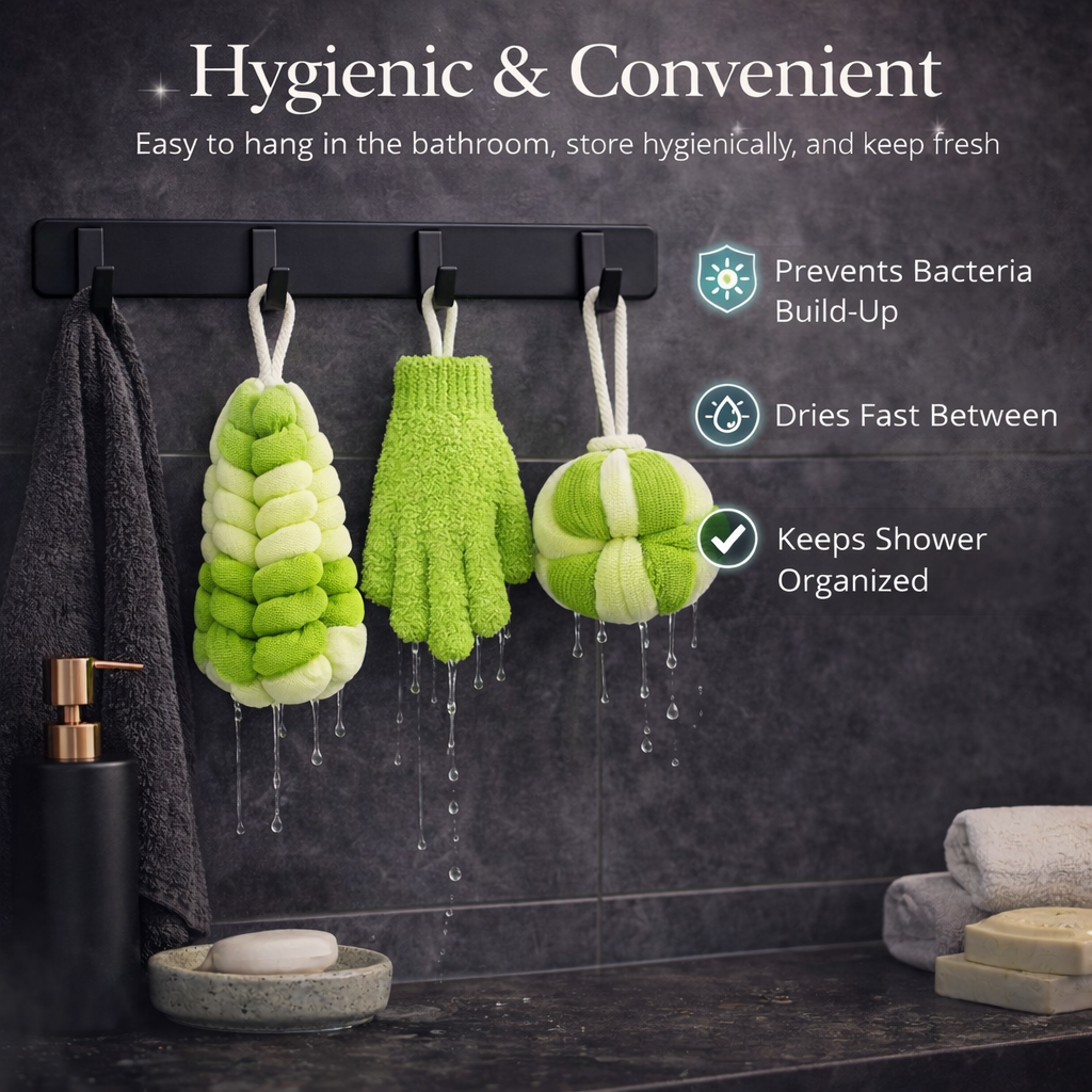 Body Exfoliation Set – Loofas & Gloves (Lime Green & White)