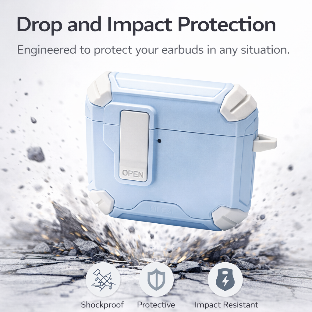 Locking AirPods Case - Blue and White