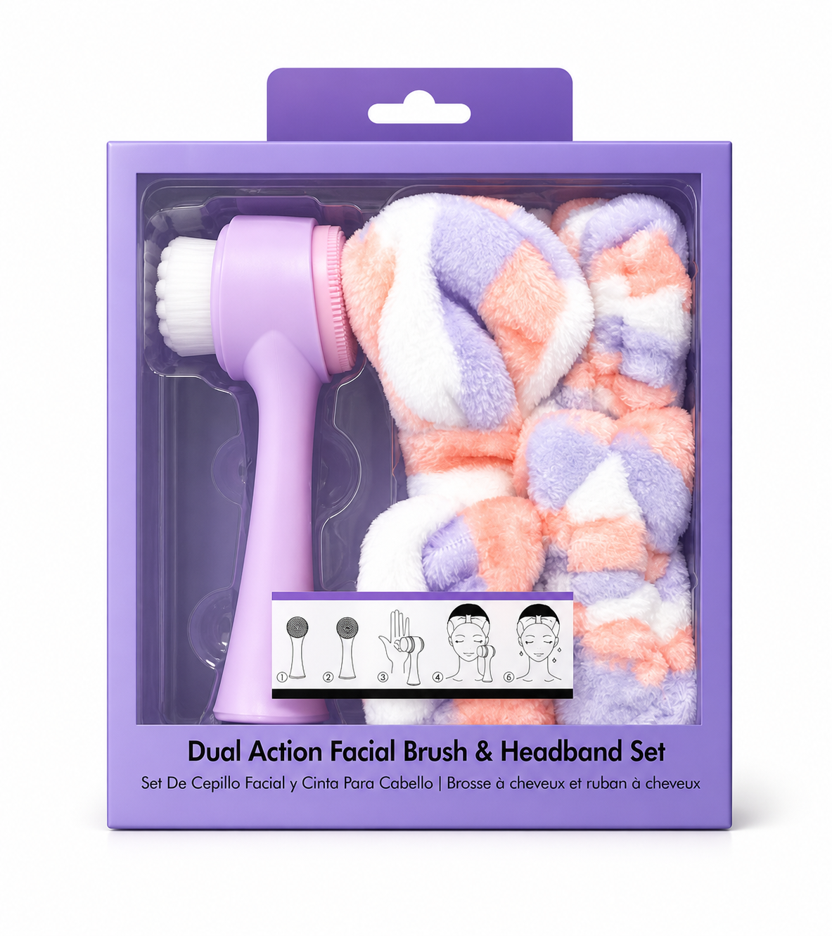Facial Cleansing Brush with Headband and Wristband Set