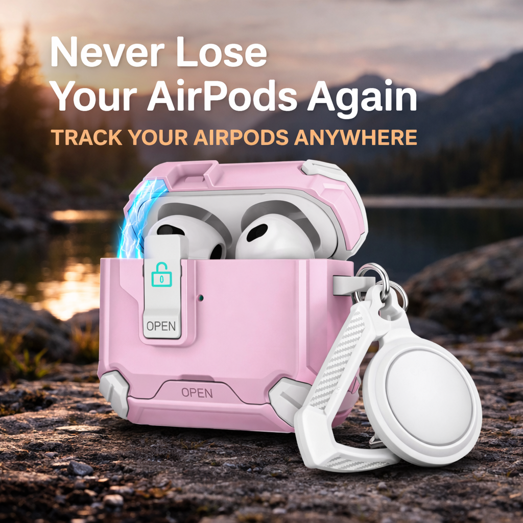 Locking AirPods Case Bundle - Pink and White