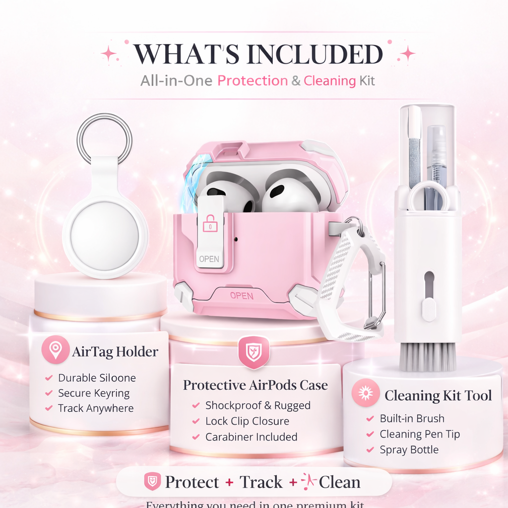 Locking AirPods Case Bundle - Pink and White