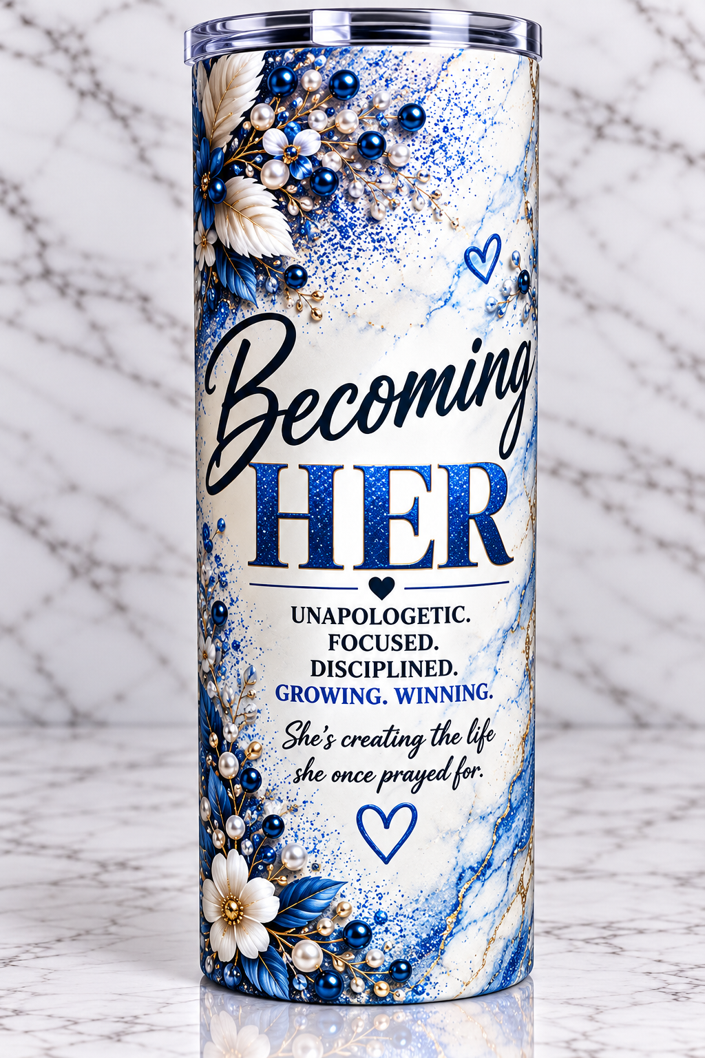 BECOMING HER - BLUE AND WHITE