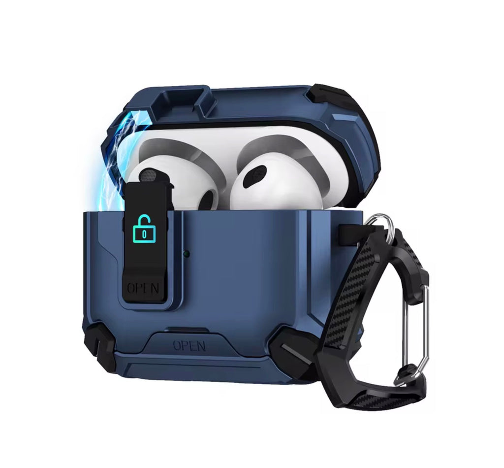 Locking AirPods Case - Dark Blue and Black