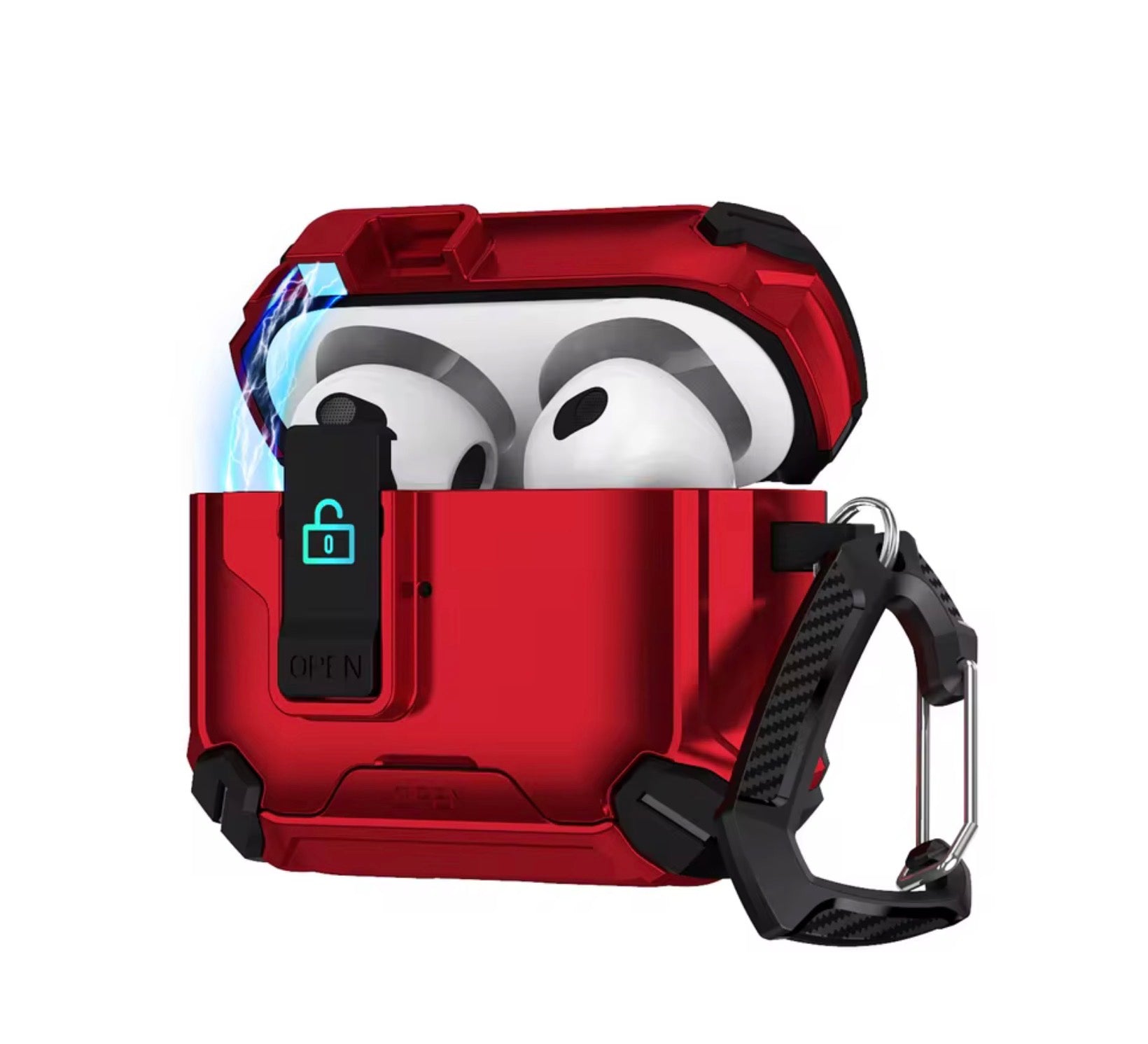 Locking AirPods Case - Red and Black