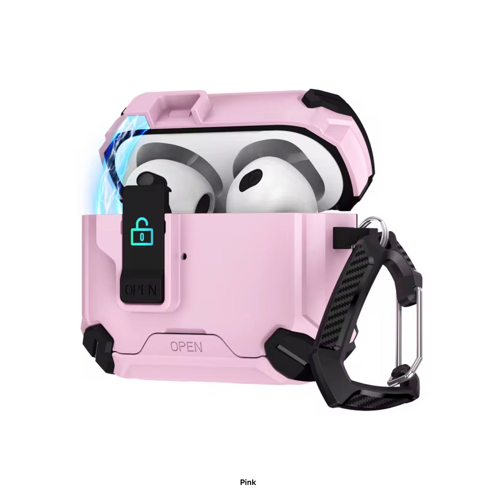 Locking AirPods Case - Pink and Black