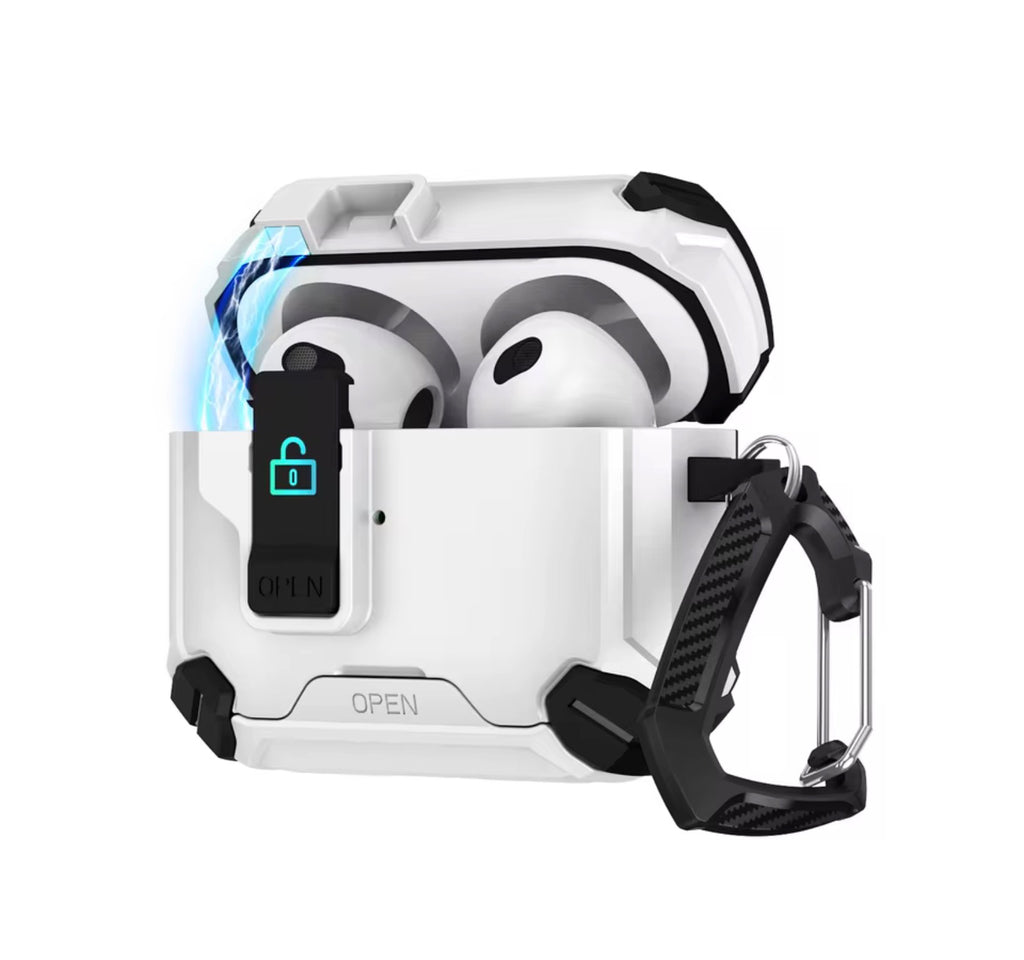 Locking AirPods Case - White and Black
