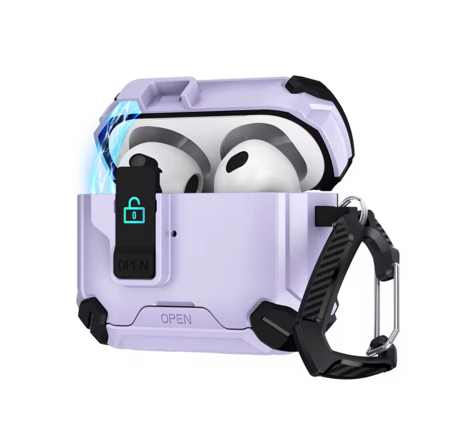 Locking AirPods Case - Purple and Black