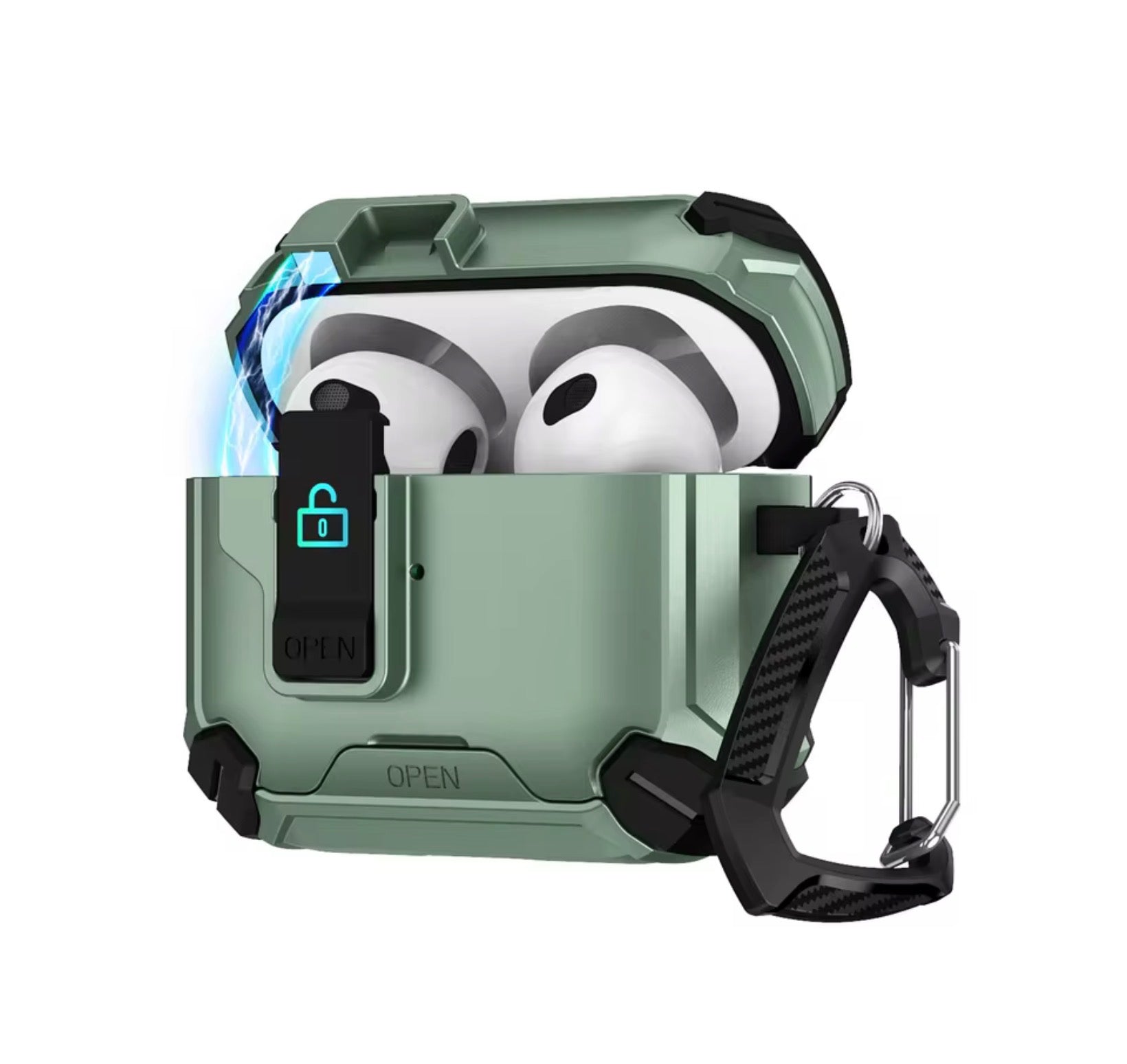 Locking AirPods Case - Apple Green and Black