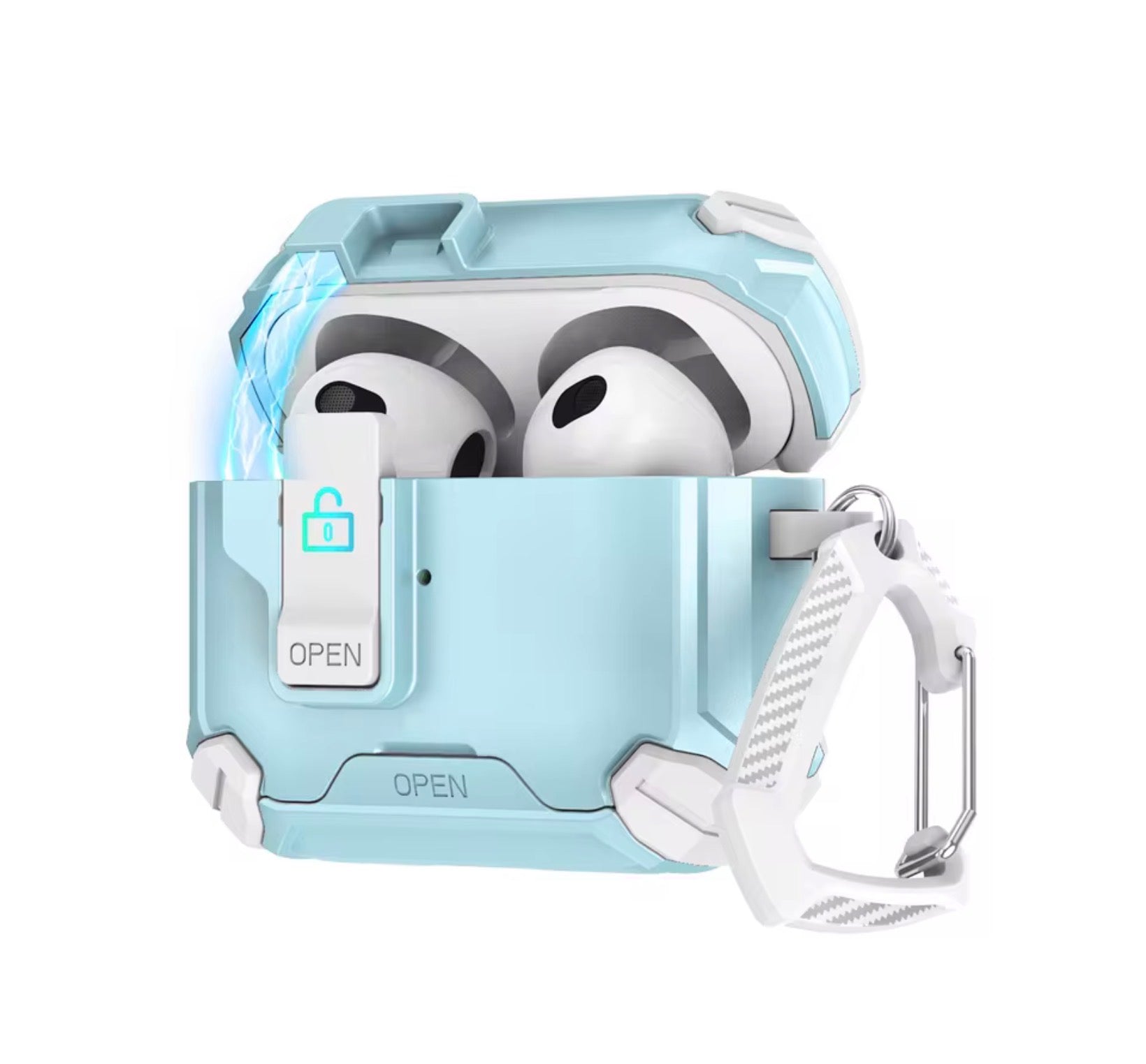 Locking AirPods Case - Blue and White