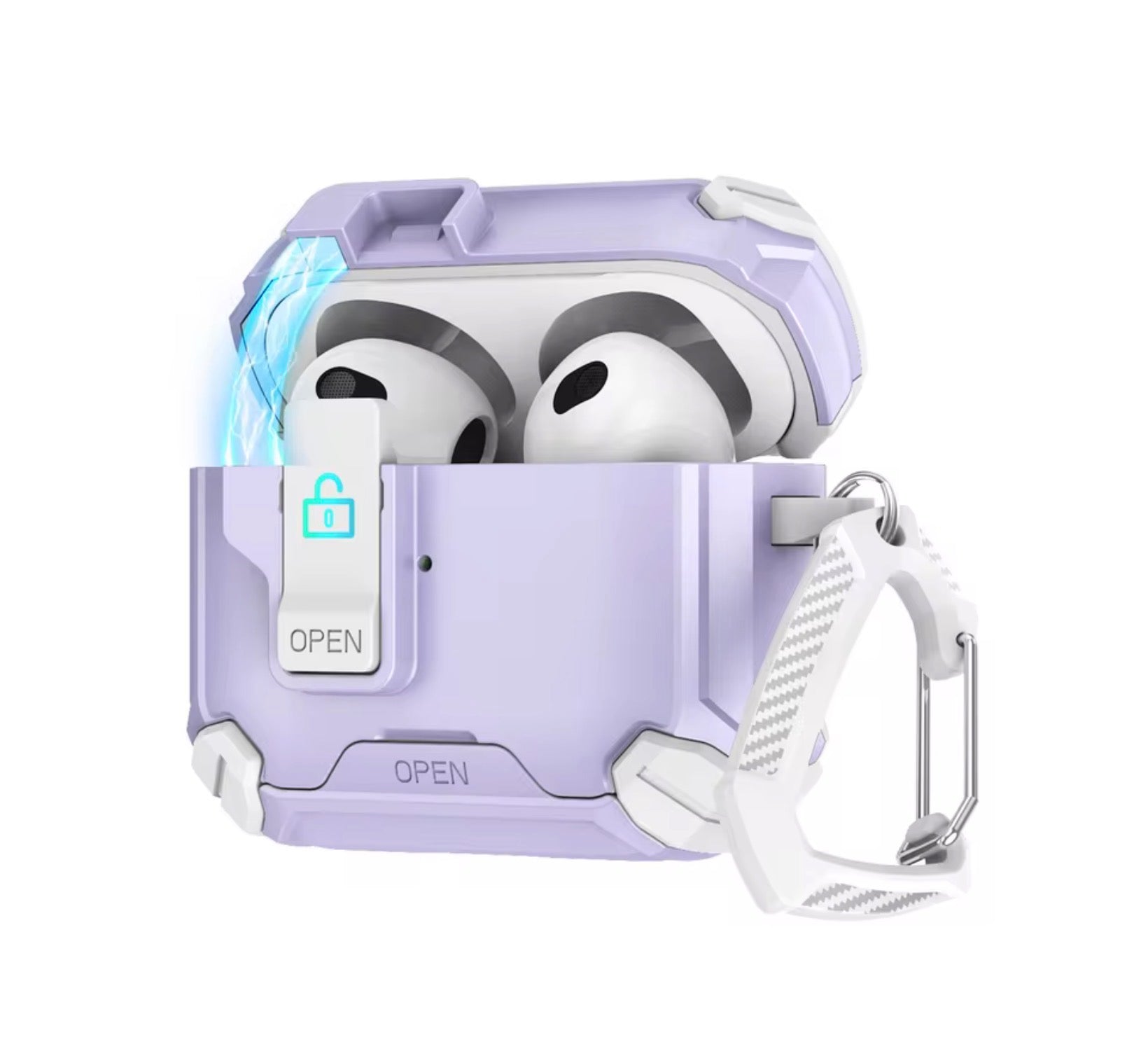 Locking AirPods Case - Purple and White