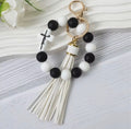 Cross Beads Bracelet Wrist Keychain