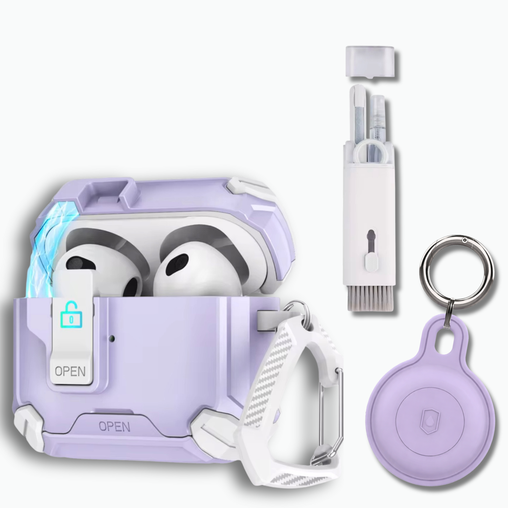 Locking AirPods Case Bundle - Purple and White